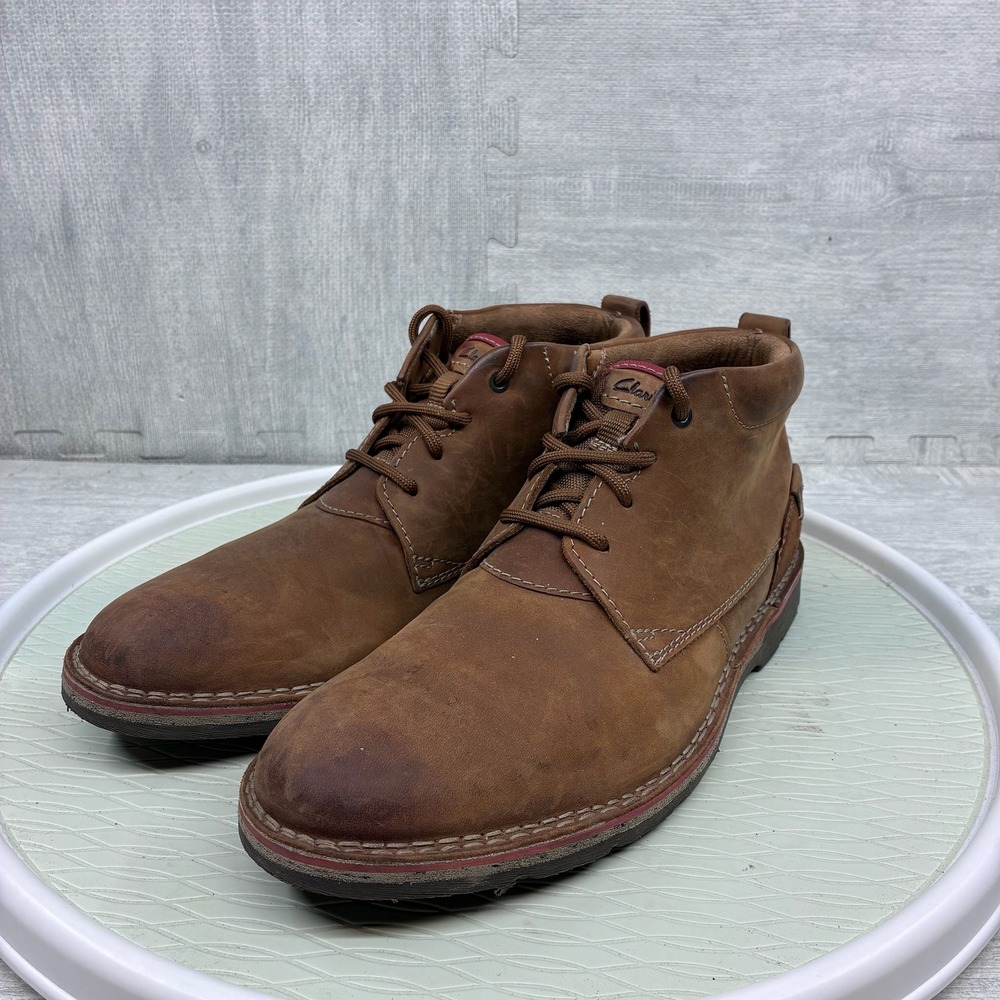Clarks Chukka Boots Mens 12 Brown Leather Lace Up Ankle Casual 26119833